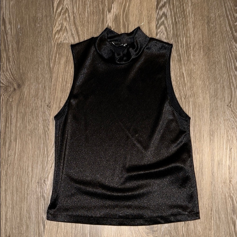Zara black sleeveless satin top